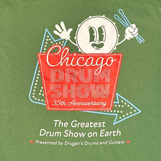 2026 Chicago Drum Show Shirt - 35th Anniversary Neon Sign (Leaf)